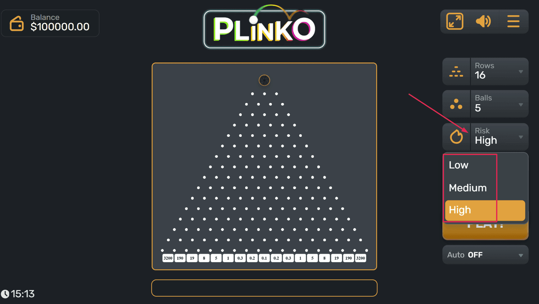 Step 2: Select Risk Level