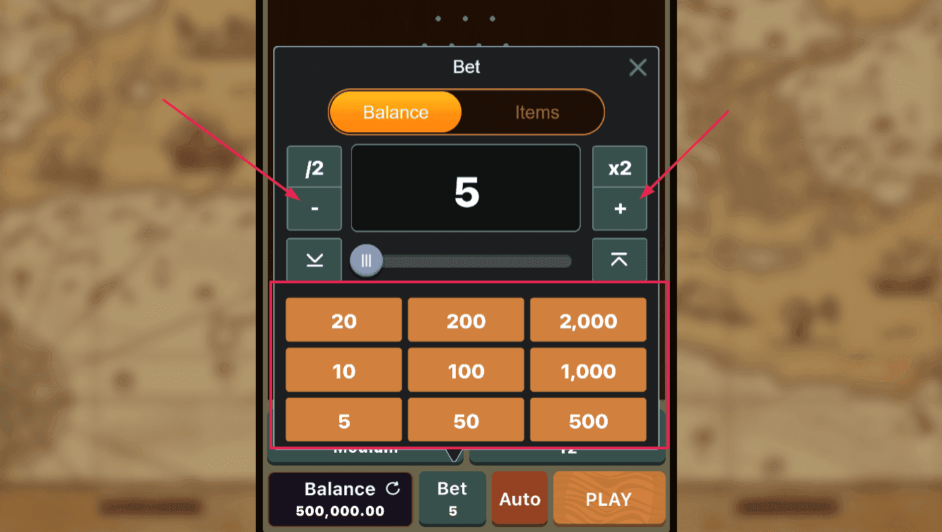 Step 1: Choose Your Bet Size