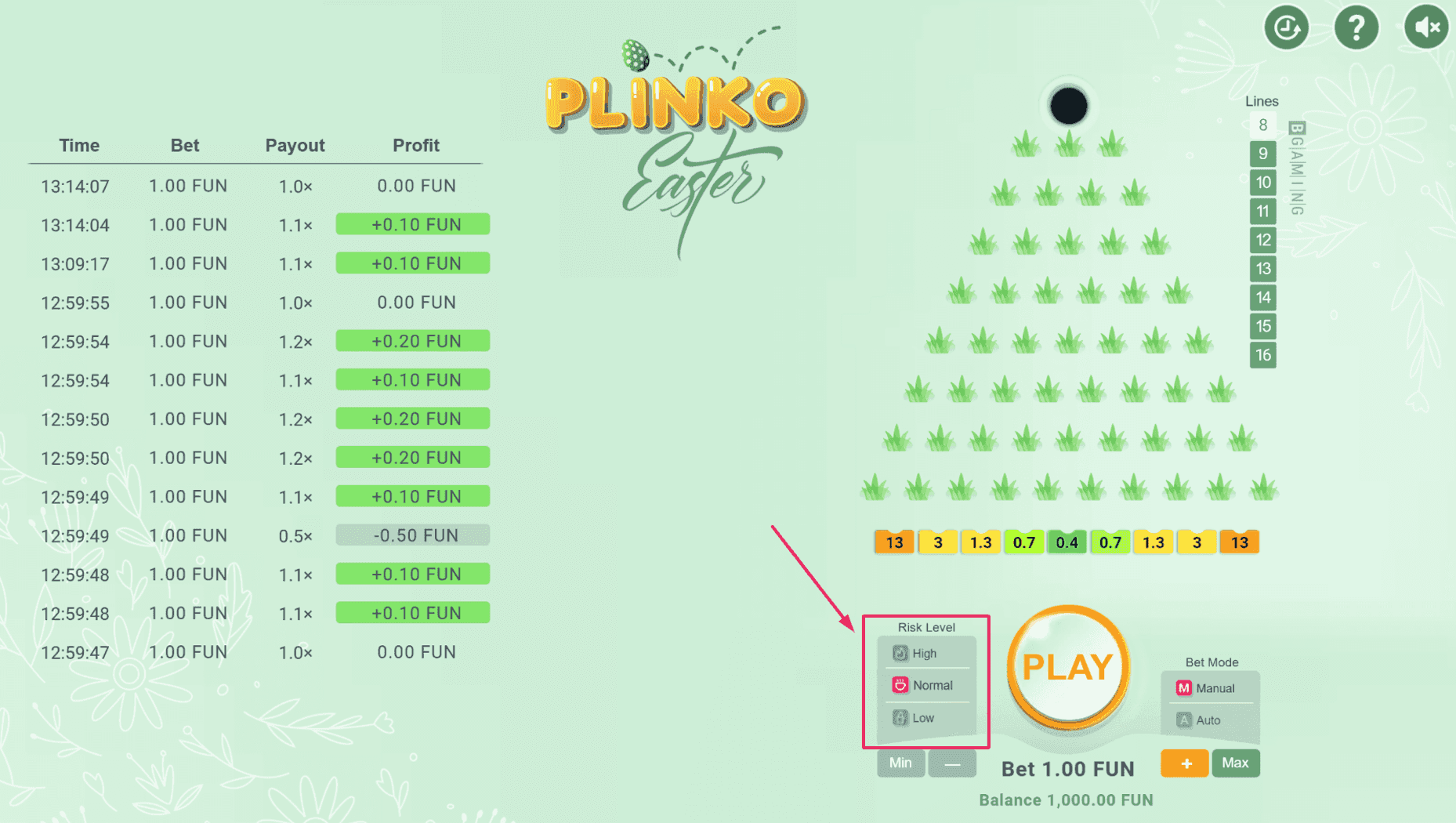 Step 2: Select Risk Level