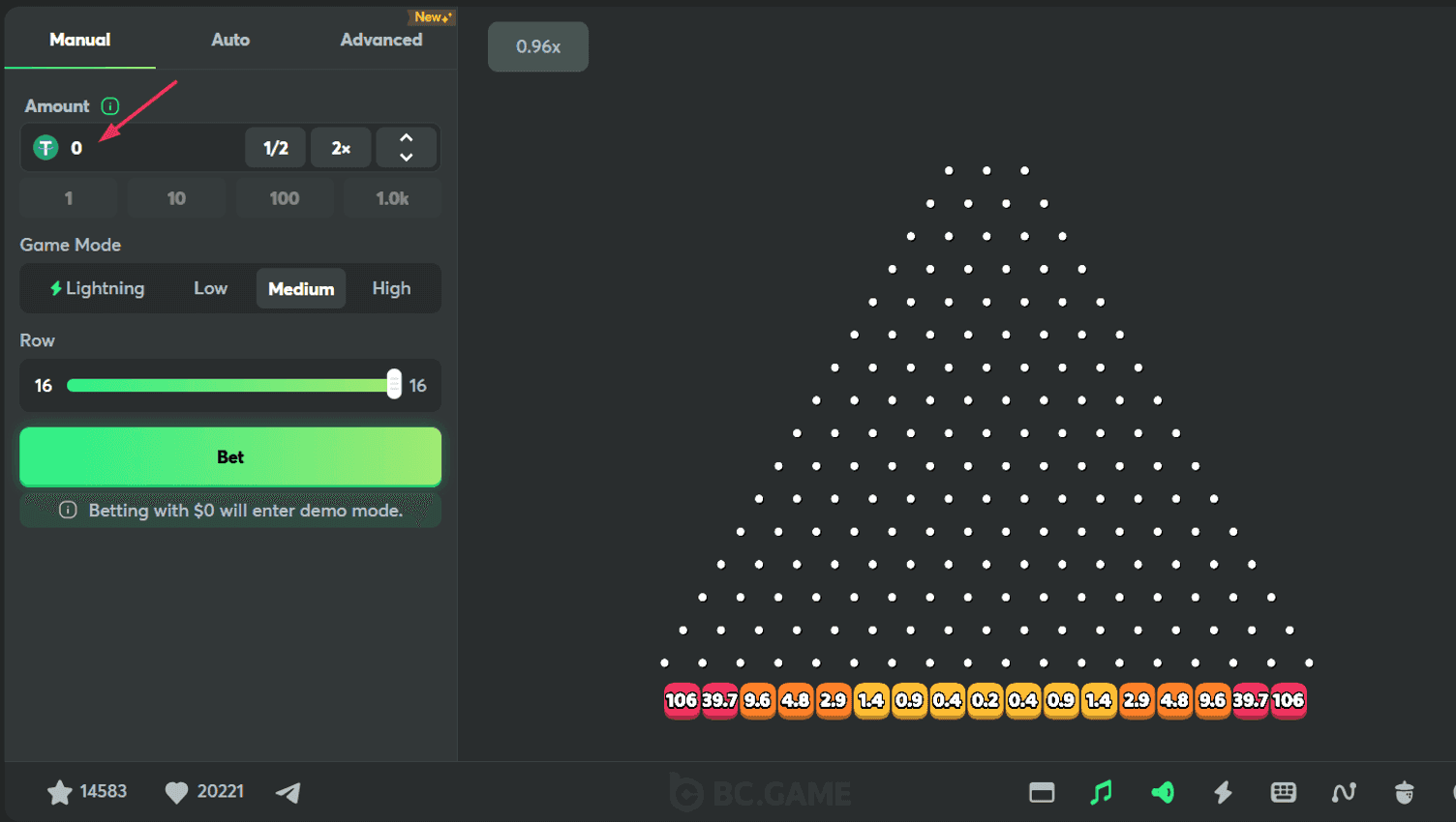 Step 1: Choose Your Bet Size