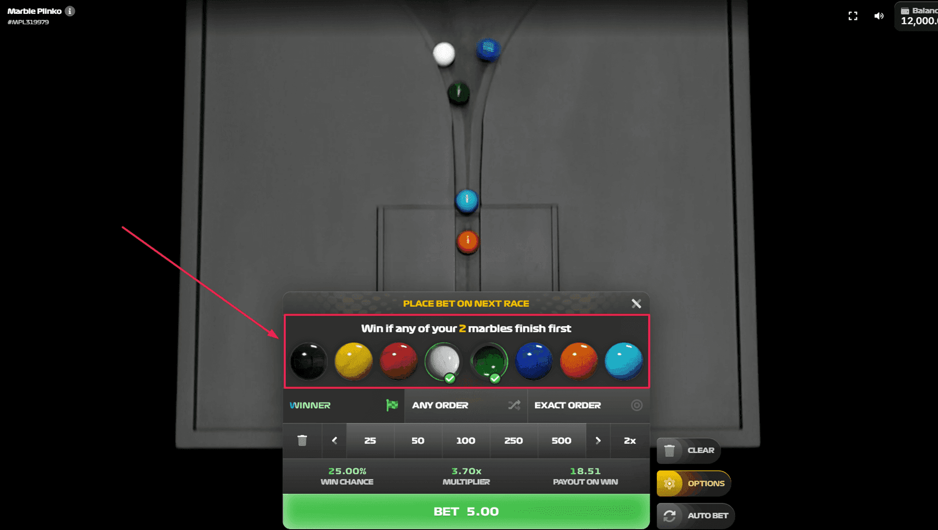 Step 4: Select Marbles