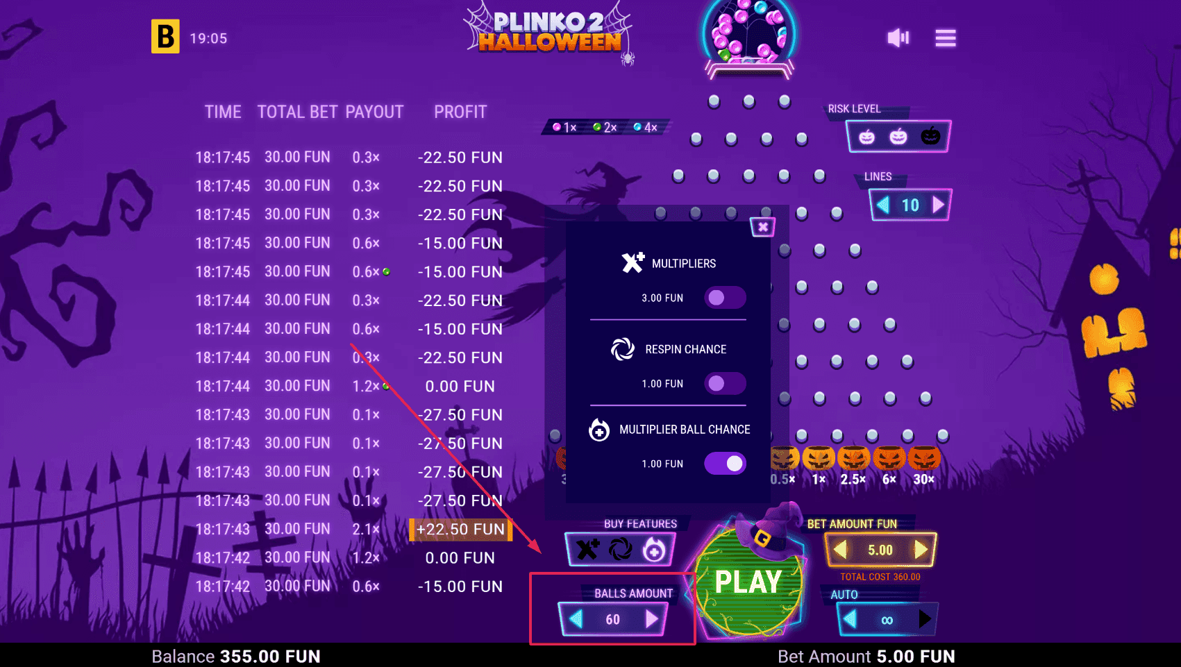 Step 5: Balls Amount